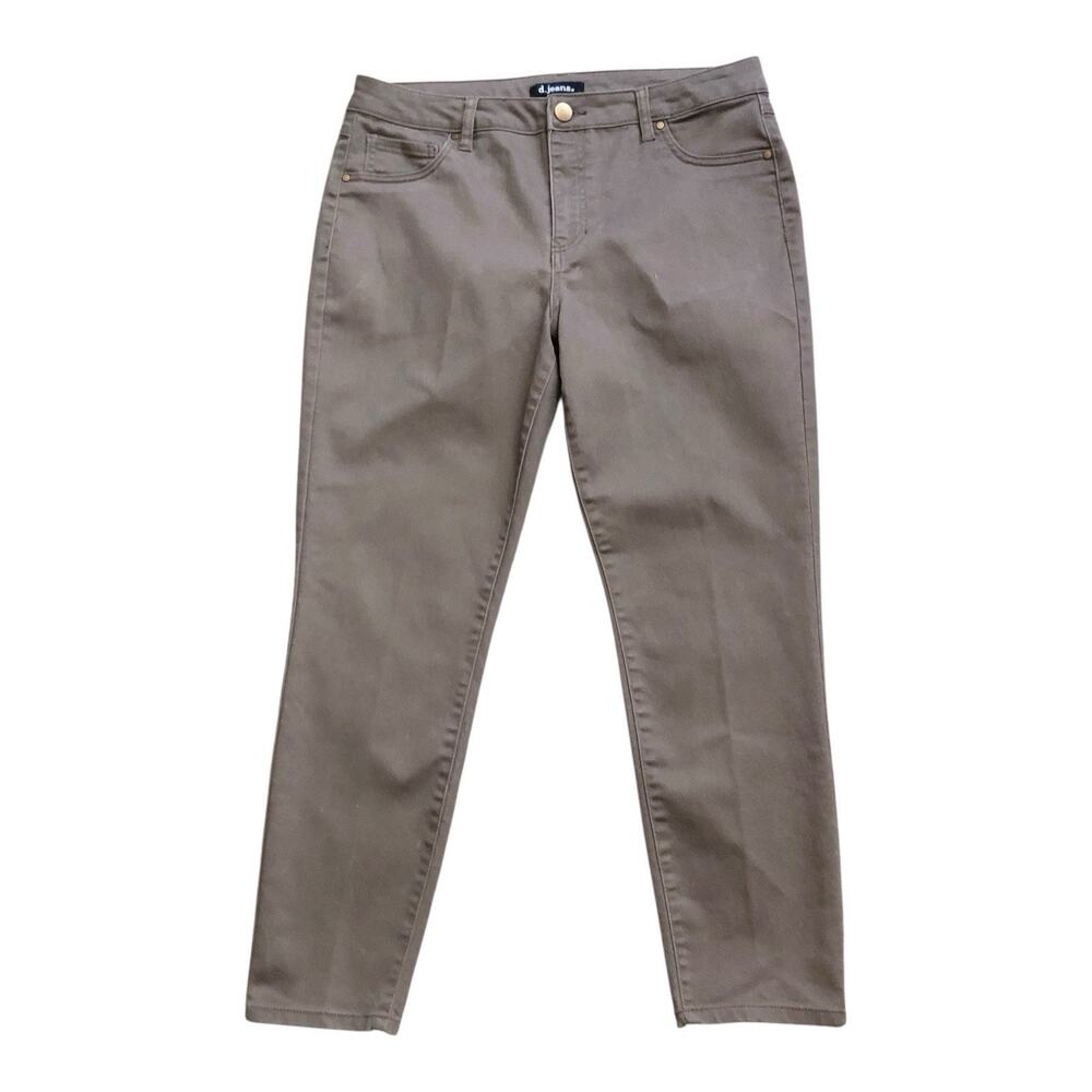 D Jeans Skinny Chino Pants Womens Plus 14W Brown Stretch High Rise 25.5" Inseam